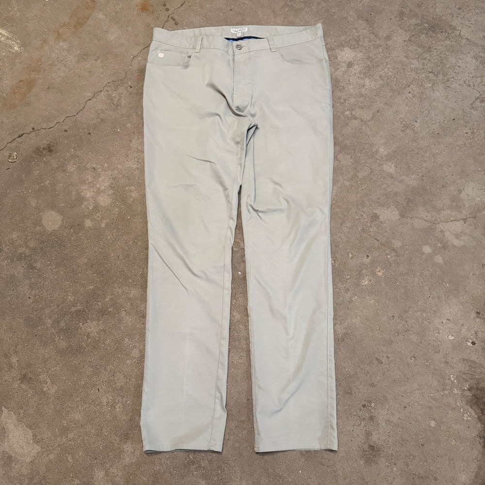 Peter Millar Pants Mens 38x34 Gray Performance 5-Pocket Straight Golf Trousers